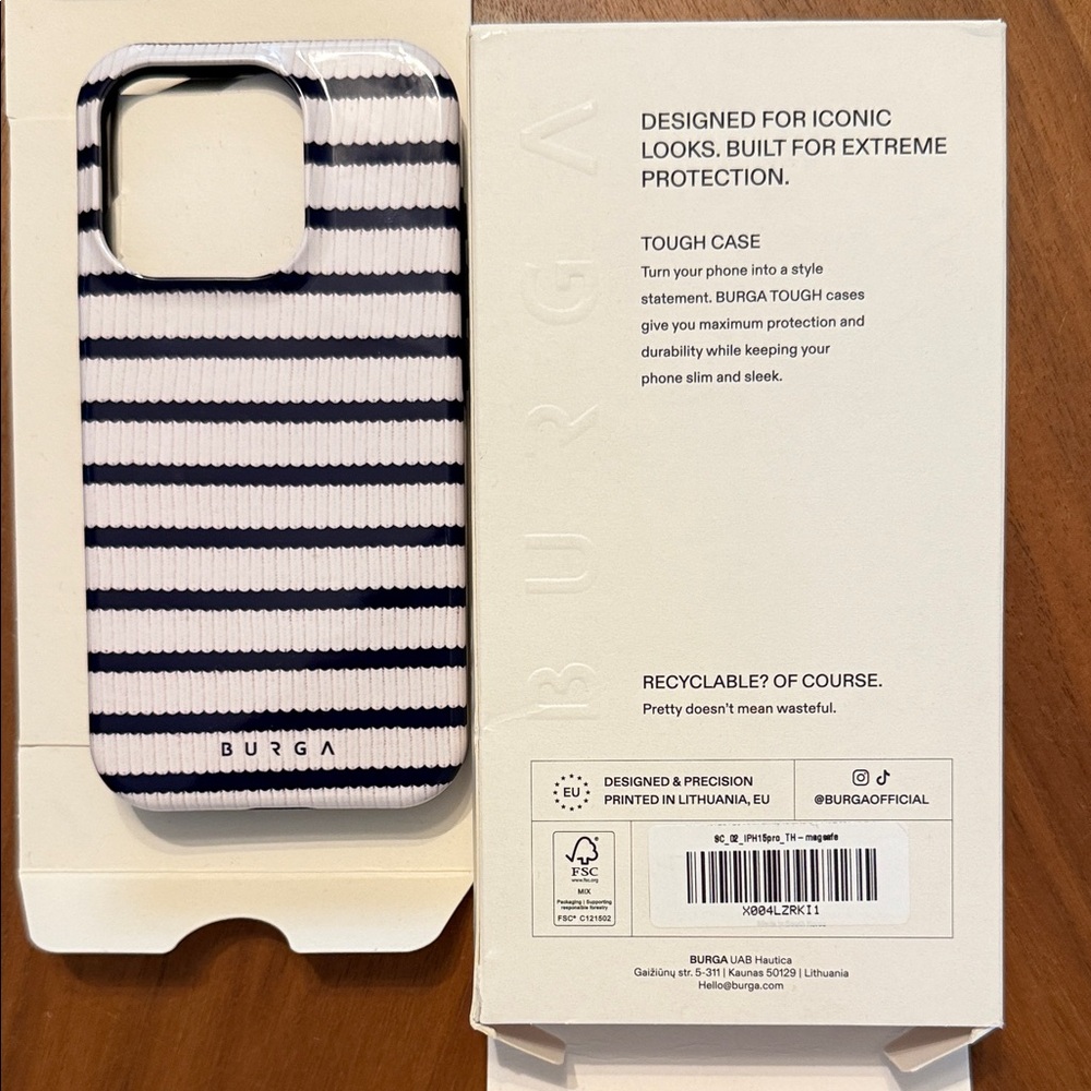 BURGA Striped Phone Case - Black and White